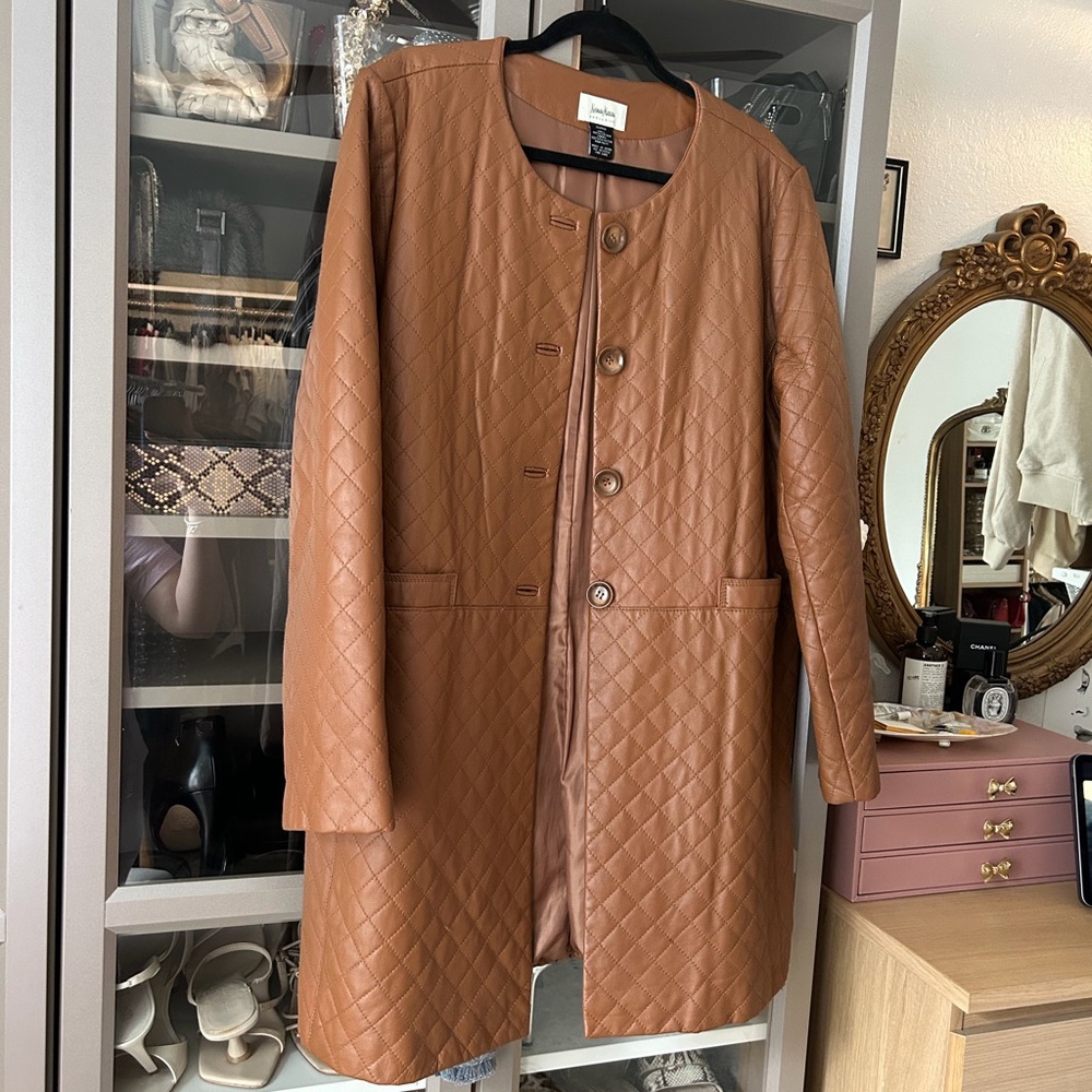Neiman Marcus Tan Quilted Leather Jacket